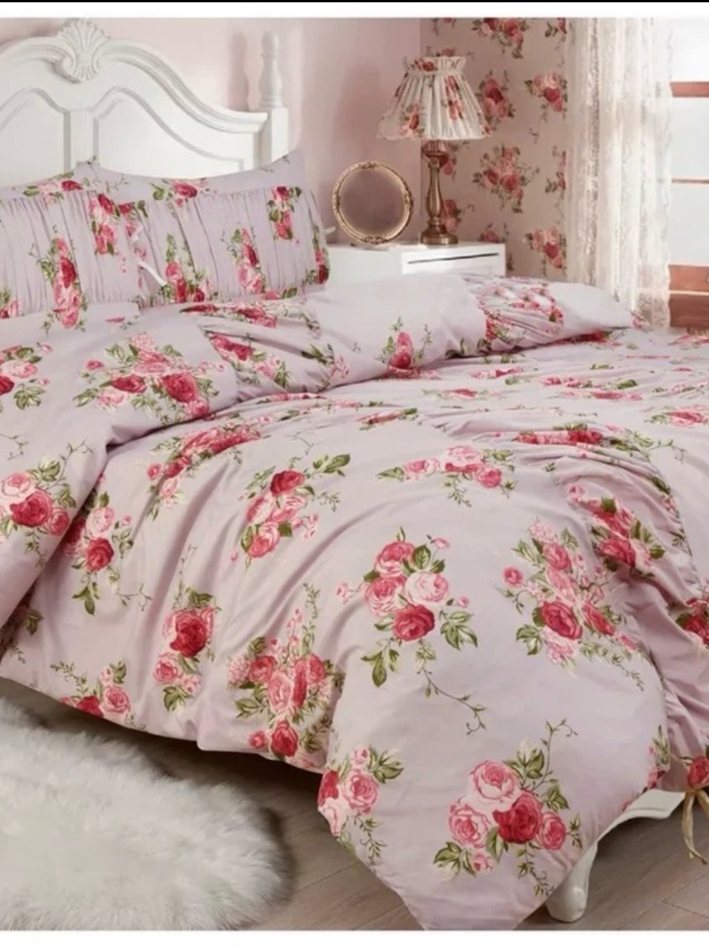 Full/Queen Ruched Comforter 3 Piece Set Pink Floral Harlow & Wren